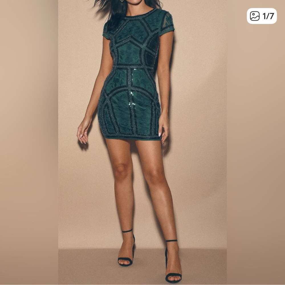 Lulus Green Sequin Mini Dress